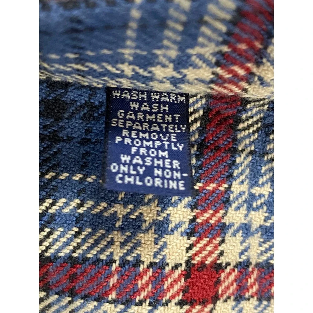 VTG Polo Sport Sportsman Ralph Lauren Blue Plaid Flannel Shirt  XXL Heavy Cotton